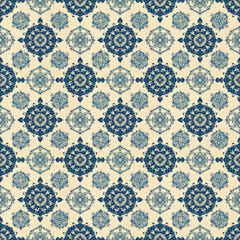 Seamless Floral Pattern with Oriental Traditional Motifs.