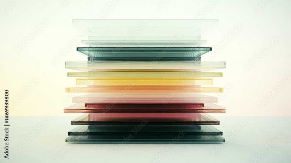 Poster d stacked bar chart with layered sections in various colors, set against a light background, represe