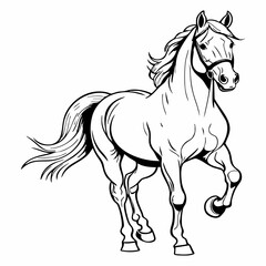 Elegant Black and White Horse Illustration