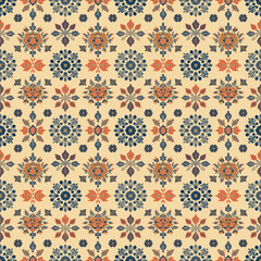 Seamless Floral Pattern with Oriental Traditional Motifs.