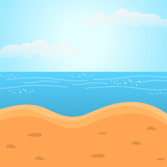 a beautiful view of the sea with a sandy beach 모래사장이 있는 아름다운 바다 풍