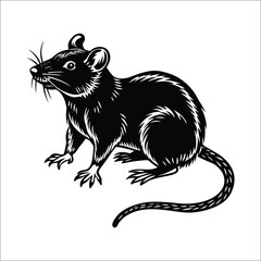 Rat linocut vector