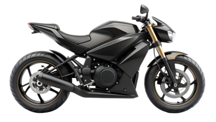 A Black motorcycle isolated on transparent background