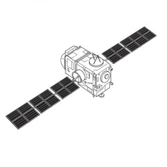 Line Art Illustration Of A Satellite In Space