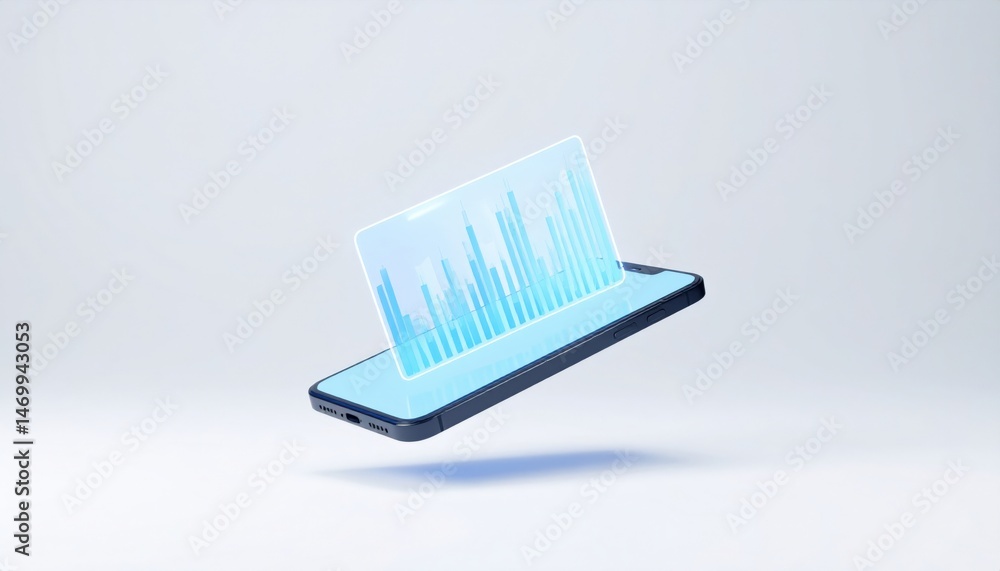 Poster analyzing data trends digital device infographic display modern technology aerial view data visualiz