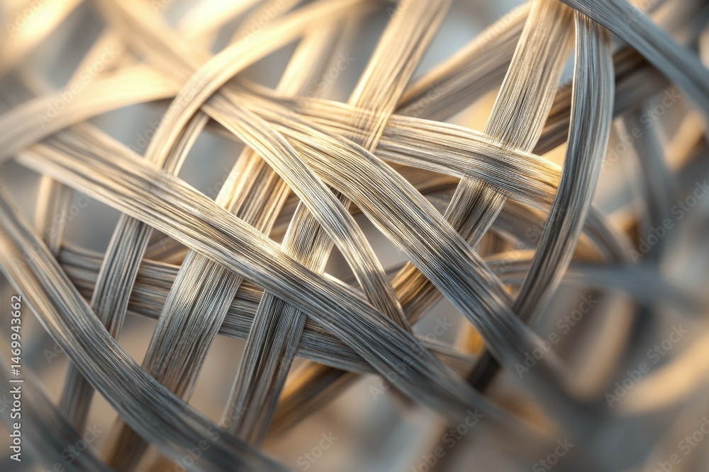 Poster intricate woven strands form a complex, abstract pattern with a warm, golden light.