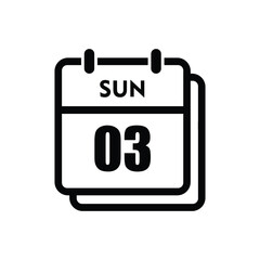 calender icon, 03 sunday icon with white background