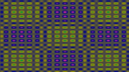 Abstract pattern with repeating squares and circles in vibrant hues of green, blue, pink, and gray