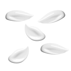 3D illustration of a shiny white cream swatch on a transparent background