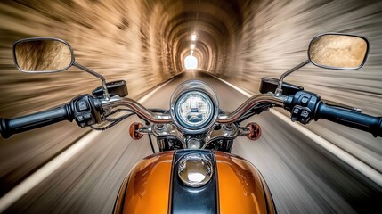 Motorcycle Ride Through Tunnel:  A Thrilling First-Person Perspective
