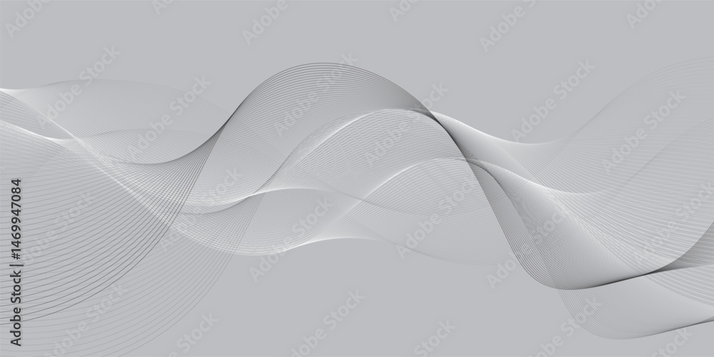 Poster vector abstract wavy and curve line art flowing dynamic grey isolated on gray background in concept 