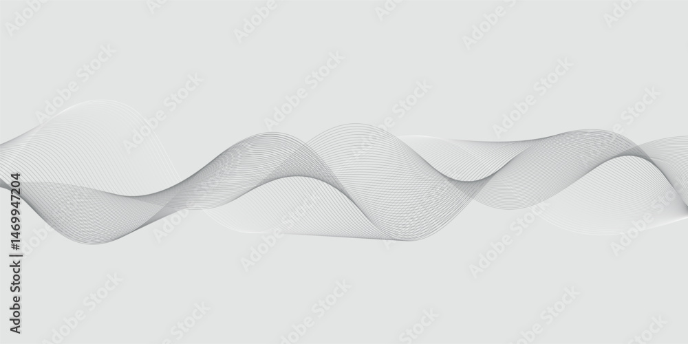 Poster abstract wavy grey stream element for design on gray background isolated. wavy white and grey lines 