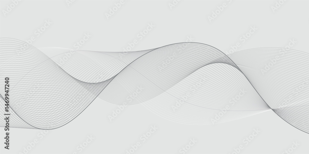 Poster abstract wavy grey stream element for design on gray background isolated. wavy white and grey lines 