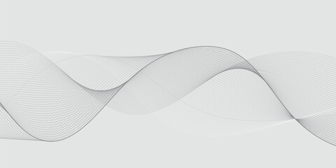 Abstract wavy grey stream element for design on gray background isolated. Wavy white and grey lines background. Abstract business wave curve lines background. Vector illustration.