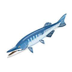 Naklejka premium Gar Fish Vector Illustration with Flat Design, Clean Line Art, and Modern Minimalist AestheticArt.