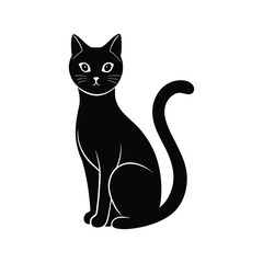 Cat Sitting Pet Vector Silhouette