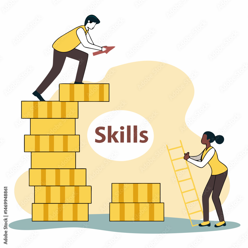 Poster skills development and expertise building illustration with transparent background