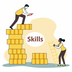 Skills development and expertise building illustration with transparent background