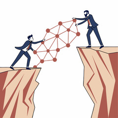 Business collaboration reaching across the divide establishing networks and connections