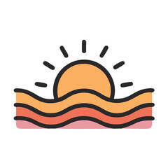 Sunset Over Dunes Desert Icon Design