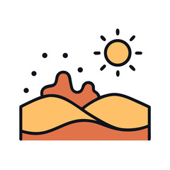 Desert with Sun Landscape Icon Design