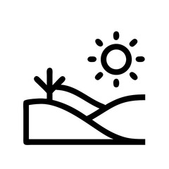 Desert with Sun Landscape Icon Design