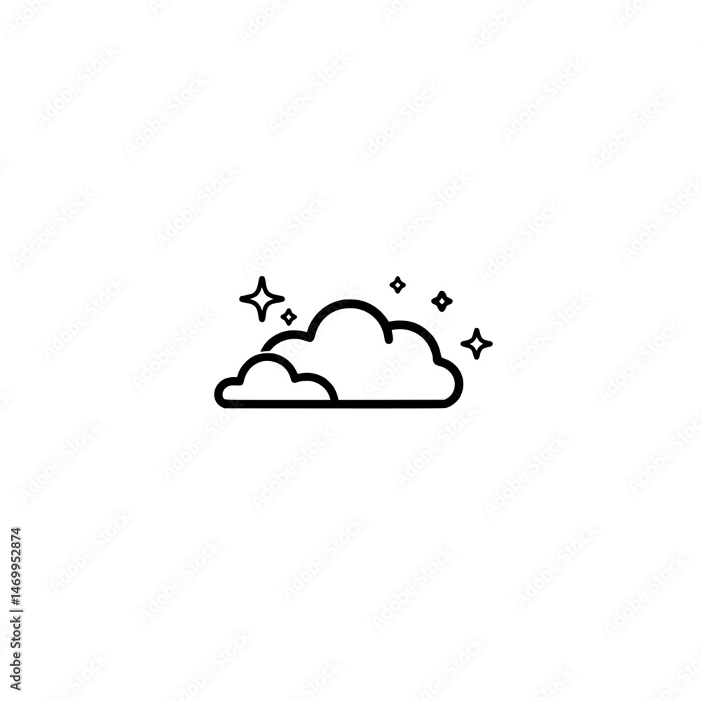 Poster vector icon of partly cloudy weather symbolizing mild clouds