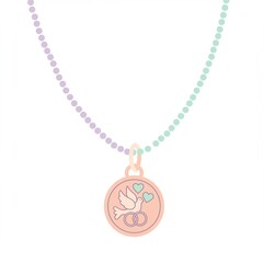 Pastel Dove Wedding Necklace with Pink Beads
