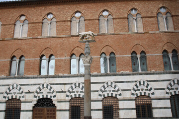 Statue of Capitoline Wolf feeding Romulus & Remus, at Siena Duomo, Italy/