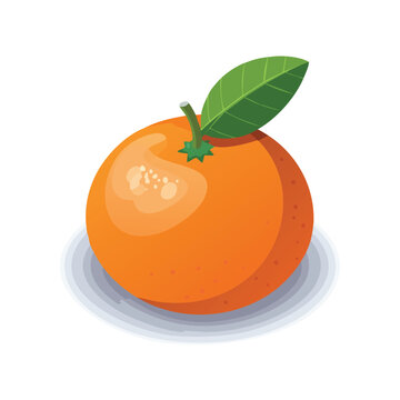 orange fruit with green leaf on white clip art preview