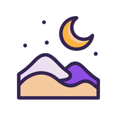Night Desert View Landscape Icon Design
