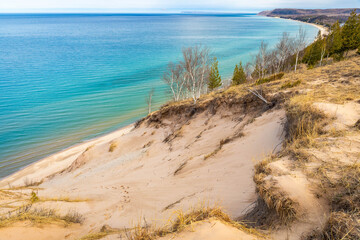 Sleeping Bear Dunes Shoreline Scenic View Along Lake Michigan