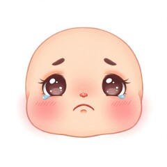 Fototapeta premium Cute Cartoon Baby Face Crying Illustration
