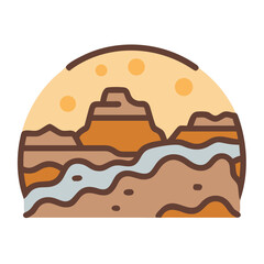 Sandy Rock Formations Landscape Icon Design