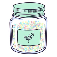 Pastel Sprinkles in Glass Jar with Mint Green Label