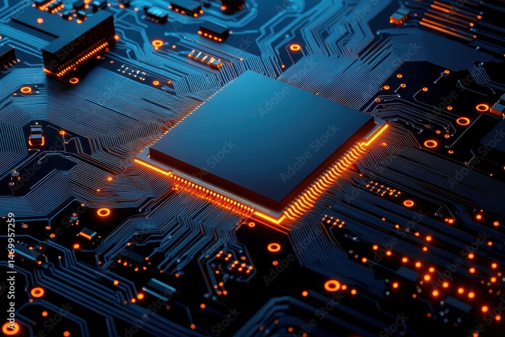 Poster central processing unit on circuit board