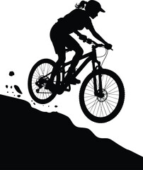 Girl Mountain Biking Off-Road Adventure Silhouette