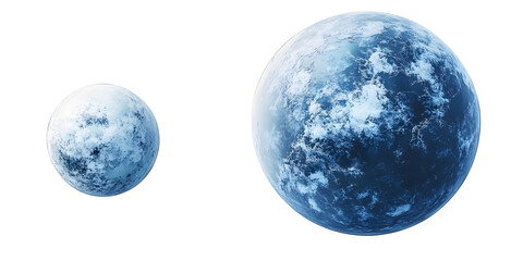 The Icy Blue Planet Illustration is a png depiction of a serene and frozen celestial body, characterized by frosty textures and cold tones, isolated on a transparent background