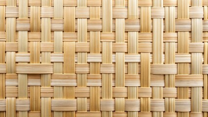 A Detailed Close-Up of an Interwoven Light Brown Wooden Slatted Surface with a Natural and Textured Appearance