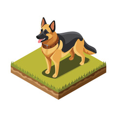 German Shepherd Vector Illustration with Flat Design, Clean Line Art, and Modern Minimalist AestheticArt.
