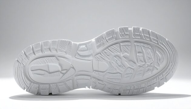 White Shoe Sole with Textured Tread Pattern