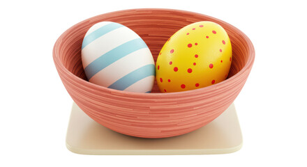 Isolated Easter Eggs in a Woven Bowl
