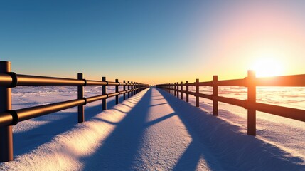 Obraz premium Arctic Station Extreme Concept, Panoramic view of an Arctic station at sunrise with stunning colors and tranquil landscape