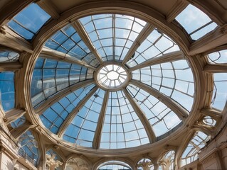 Intricate Hexagonal Glass Dome Illuminating the Atrium Interior