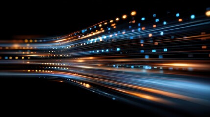 Abstract light trails with vibrant colors creating a sense of motion and speed against a dark background.