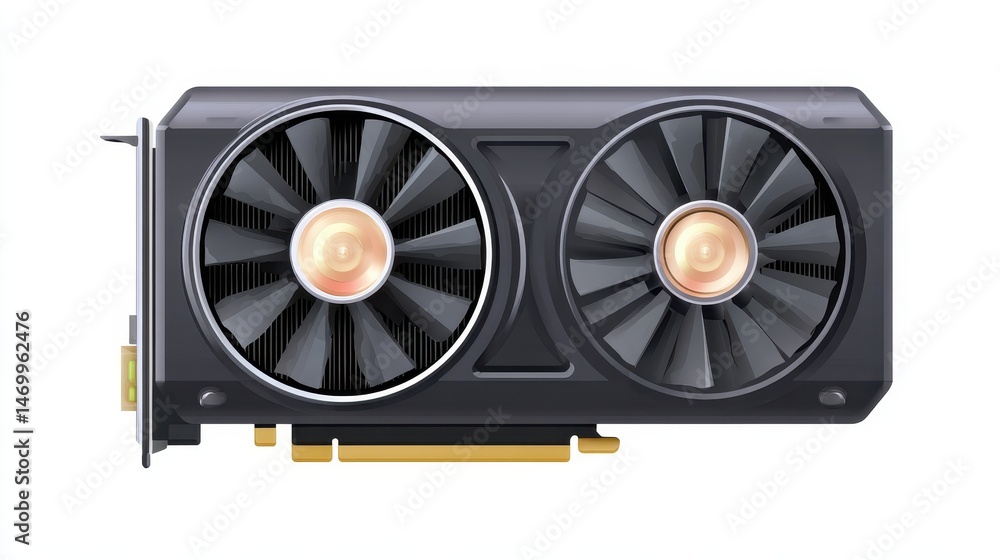 Poster high-performance graphics card featuring dual fans for efficient cooling and optimized gaming experi