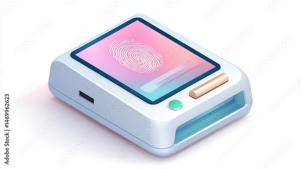 Aufkleber a compact fingerprint scanner featuring a colorful digital screen, designed for secure access and id