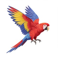 Fototapeta premium Red Blue Yellow Macaw in Flight Illustration