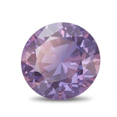 Round Faceted Purple Gemstone on White Background