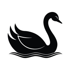 Gliding Swan Elegant Vector Silhouette